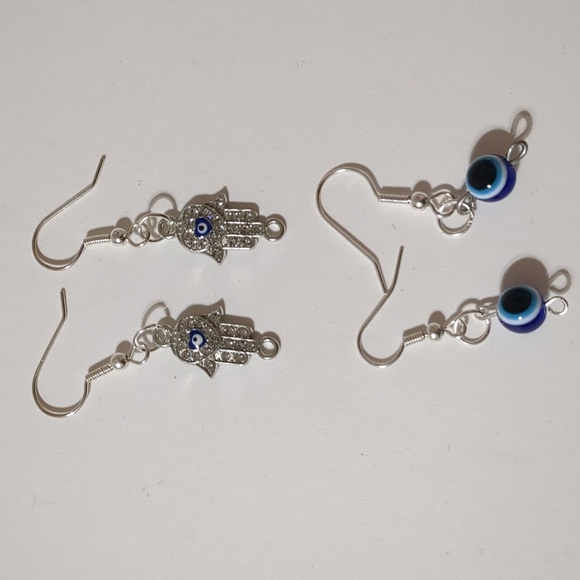 Evil Eye 2 earrings navy blue - Picture 1 of 5